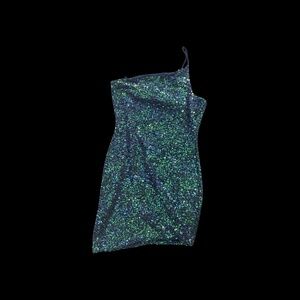 City Studio Blue/Green Sequin Dress, Large